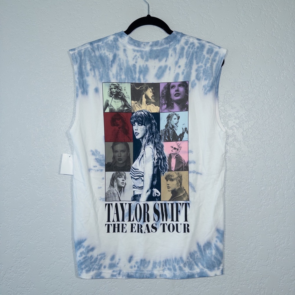 NWT Taylor Swift Blue Tie Dye Eras Tour Cut Off Tank Top Size XS